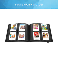 YONO Fotoalbum 160 voor Instant Camera Fotopapier - Fotoboek Geschikt voor Fujifilm Instax Mini 12 / 11 / 9 / 8 / 7s / 25 / 90 / Link / SP-2 / Liplay - Film Polaroid - Kodak - Square en Meer - Zwart