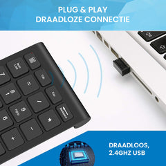 YONO Numpad Draadloos - Numeriek Toetsenbord - Keypad 2.4 ghz - Zwart
