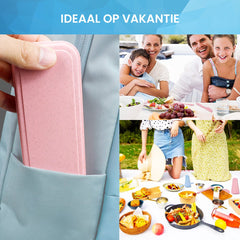 YONO Camping Bestek Set - Outdoor Eetgerei Meeneem Set - Reis Lepel, Vork en Mes - Roze