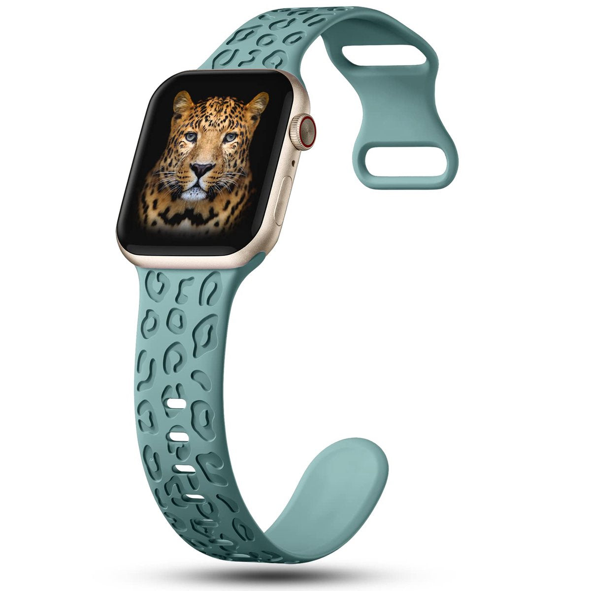 YONO Leopard Bandje geschikt voor Apple Watch - 45/44/42 mm - Siliconen Armband - Leisteen