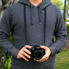 YONO Camera Riem Nylon voor Compact Camera en Systeemcamera - Vintage Schouder Strap geschikt voor Canon / Nikon / Sony / Panasonic - Zwart