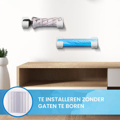 YONO Rollenhouder Zelfklevend - Folie Dispenser - Houder voor Aluminiumfolie en Huishoudfolie - Set van 2 - Wit