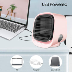 Aircooler Tafelventilator - Mini Luchtkoeler - USB Ventilator geschikt voor Tafel of Bureau - Roze
