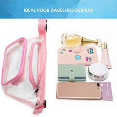 YONO Fanny Pack Doorzichtig - Heuptasje geschikt voor Festival / Reizen - Telefoontasje Crossbody - Buideltasje voor Dames en Heren - Lichtroze