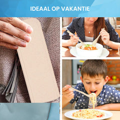 YONO Camping Bestek Set - Outdoor Eetgerei Meeneem Set - Reis Lepel, Vork en Mes - Beige