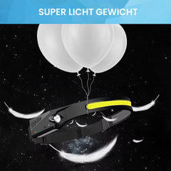 YONO Hoofdlamp LED Oplaadbaar - Waterdicht met Bewegingssensor - Zwart - 2 Stuks