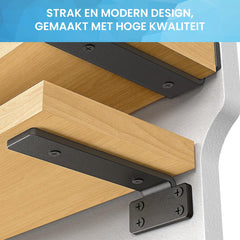 YONO Plankdragers Metaal - Zwevende Plankhouder Wandsteun - 15cm - Zwart - 2 Stuks