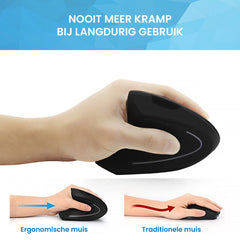 YONO Ergonomische Muis Linkshandig – Verticale Laptop en Computermuis – Draadloos met USB Connector - Zwart