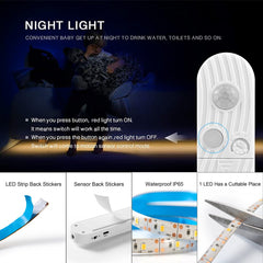 YONO Led Verlichting Strip met Bewegingssensor - Zelfklevend met Sensor voor Binnen - Warm Wit Licht - 3 Meter