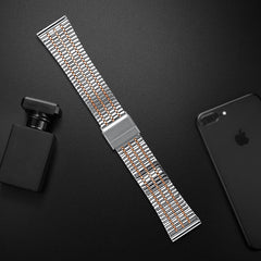 YONO Miami Schakel Bandje 20mm - Metalen Horlogebandje geschikt voor Samsung Galaxy Watch 7/6/5 / Pro / 4 / 3 / Active 2 - Polar Ignite / Unite – Huawei - Zilver / Rose Gold