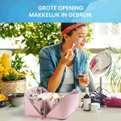 YONO Reis Make Up Tas - Toilettas Etui - Cosmetica Tas - Beauty Case Organizer - Large - Roze