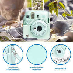 YONO Accessoires Set geschikt voor Fujifilm Instax Mini 12 - Camera Tas met Draagriem - Hoesje en Fotoalbum - Mint Groen