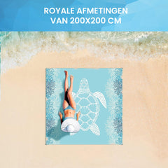 YONO Strandlaken XXL - Strandkleed Compact en Lichtgewicht - 200x200 cm - Picknickkleed - Lichtblauw