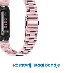 YONO Stalen Bandje geschikt voor Fitbit Inspire 3 - RVS Schakel Horlogeband - Roze