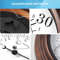 YONO Barometer voor Binnen - Klassiek Weerstation met Hygrometer en Thermometer - Houtlook