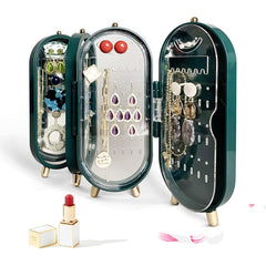 YONO Compacte Sieradenhouder met Spiegel - Sieraden Display Organizer - Oorbellen Standaard - Oorbellenrekje - Ketting Houder - Sieradendoosje - Donkergroen