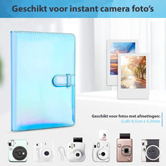 YONO Fotoalbum 128 voor Instant Camera Fotopapier - Fotoboek Geschikt voor Fujifilm Instax Mini 12 / 11 / 9 / 8 / 7s / 25 / 90 / Link / SP-2 / Liplay - Film Polaroid - Kodak en Meer - Blauw