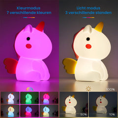 YONO Nachtlampje Kinderen Unicorn - Dimbaar en USB Oplaadbaar - Verschillende LED Kleuren - 14cm