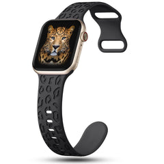 YONO Leopard Bandje geschikt voor Apple Watch - 45/44/42 mm - Siliconen Armband - Zwart