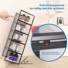 YONO Sneakerbox Set - Schoenen Opbergsysteem - Schoenenbox Organizer - Schoenenrek met Deur - Transparant - 12 Stuks