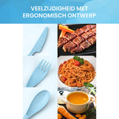 YONO Camping Bestek Set - Outdoor Eetgerei Meeneem Set - Reis Lepel, Vork en Mes - Blauw
