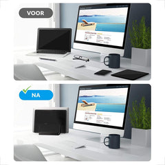 YONO Aluminium Laptop Standaard Verticaal XL – Verticale Houder voor Bureau / Tablet / Telefoon / Macbook - Zwart