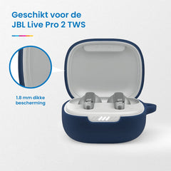 YONO Soft Case geschikt voor JBL Live Pro 2 TWS - Hoesje met Clip - Donkerblauw