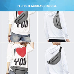 YONO Heuptas Large - Fanny Pack geschikt voor Reizen / Wandelen / Sport / Smartphone / Paspoort - Telefoontasje Crossbody - Heuptasje voor Dames en Heren - Buideltasje - Lichtgrijs