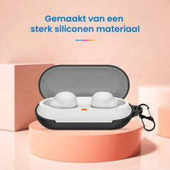 YONO Soft Case geschikt voor Sony WF-C700N - Hoesje met Clip - Zwart