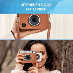 YONO Case geschikt voor Fujifilm Instax Mini EVO - PU Leer Hoesje - Bruin