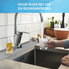 YONO Siliconen Kraanmat - Afdruipmat Organizer - Aanrechtmat voor Kraan - 45 x 15cm - Grijs