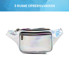 YONO Fanny Pack Holografisch - Heuptasje geschikt voor Festival / Reizen - Telefoontasje Crossbody - Buideltasje voor Dames en Heren - Zilver
