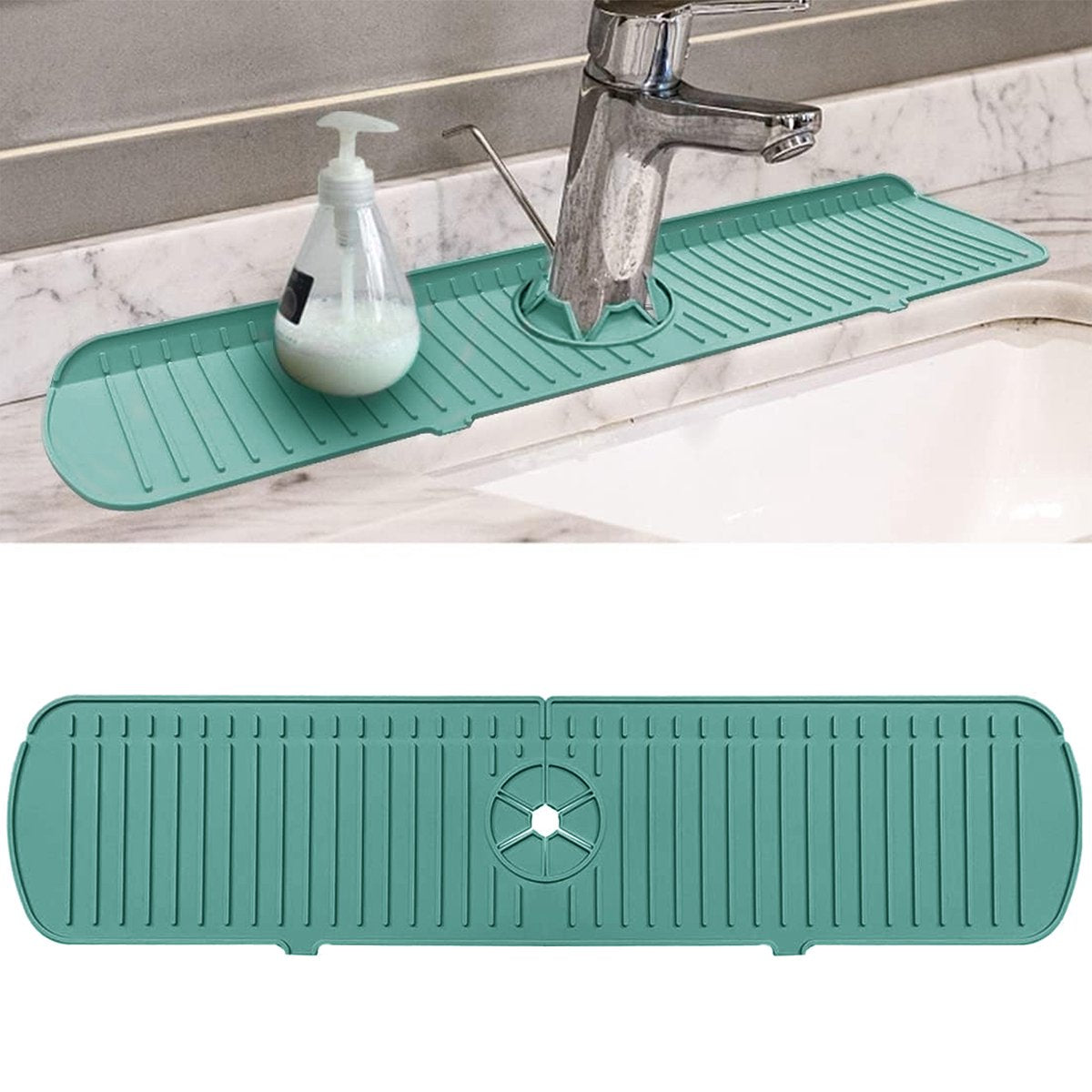 YONO Siliconen Kraanmat - Afdruipmat Organizer - Aanrechtmat voor Kraan - 45 x 15cm - Leisteen