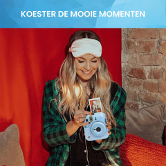 YONO Accessoires Set geschikt voor Fujifilm Instax Mini 12 - Camera Tas met Draagriem - Hoesje en Fotoalbum - Pastel Blauw