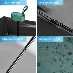 YONO Mini Paraplu Opvouwbaar - Kleine Zak Regenscherm - Zonneparaplu UV Bescherming - Donkergroen