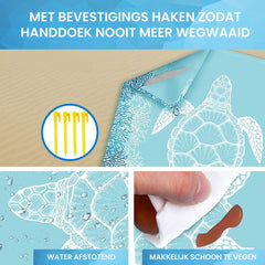 YONO Strandlaken XXL - Strandkleed Compact en Lichtgewicht - 200x200 cm - Picknickkleed - Lichtblauw