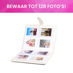 YONO Fotoalbum 128 voor Instant Camera Fotopapier - Fotoboek PU Leer geschikt voor Fujifilm Instax Mini 12 / 11 / 9 / 8 / 7s / 25 / 90 / Link / SP-2 / Liplay - Film Polaroid - Kodak en Meer - Zwart