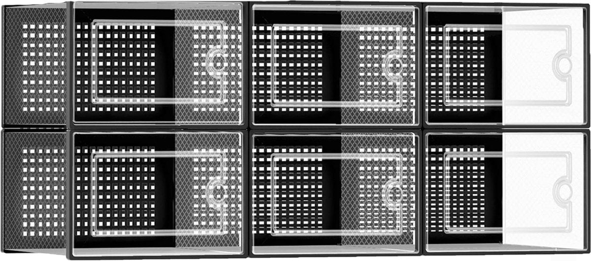 YONO Sneakerbox Set van 6 - Schoenen Opbergsysteem - Schoenenbox Organizer - Schoenenrek met Deur - Transparant - 6 Stuks