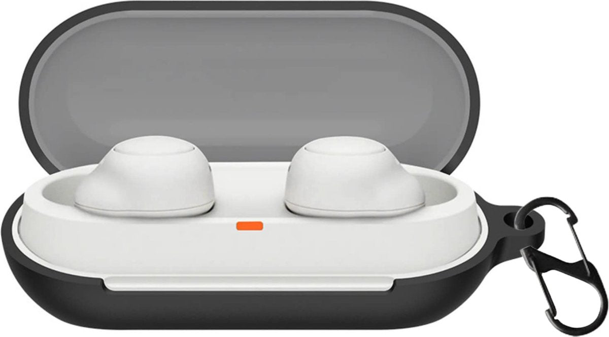 YONO Soft Case geschikt voor Sony WF-C700N - Hoesje met Clip - Zwart