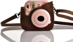 Vintage Case geschikt voor Fujifilm Instax Mini 8 en 9 Hoesje + Draagriem – Bruin