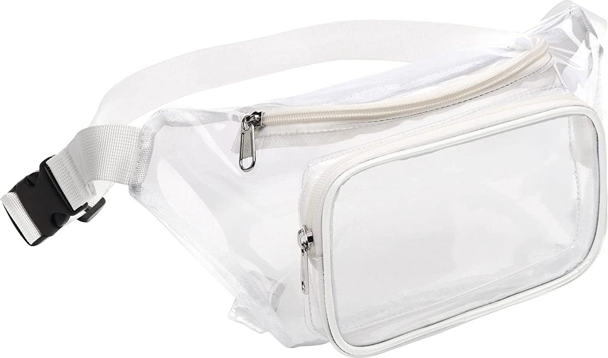 YONO Fanny Pack Doorzichtig - Heuptasje geschikt voor Festival / Reizen - Telefoontasje Crossbody - Buideltasje voor Dames en Heren - Wit