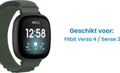 YONO Nylon Loop Bandje geschikt voor Fitbit Versa 4 / Sense 2 - Donkergroen