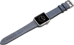 YONO Retro Leer Bandje geschikt voor Apple Watch - 38 mm - 40 - 41 - Lederen iWatch Armband - Blauw