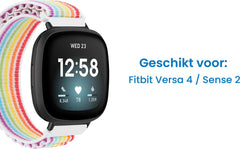 YONO Nylon Loop Bandje geschikt voor Fitbit Versa 4 / Sense 2 - Regenboog