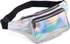 YONO Fanny Pack Holografisch - Heuptasje geschikt voor Festival / Reizen - Telefoontasje Crossbody - Buideltasje voor Dames en Heren - Zilver