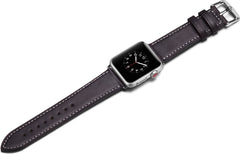 YONO Retro Leer Bandje geschikt voor Apple Watch Series 8 7 6 5 4 3 2 1- 38 - 40 - 41 mm - Lederen iWatch Armband - Zwart