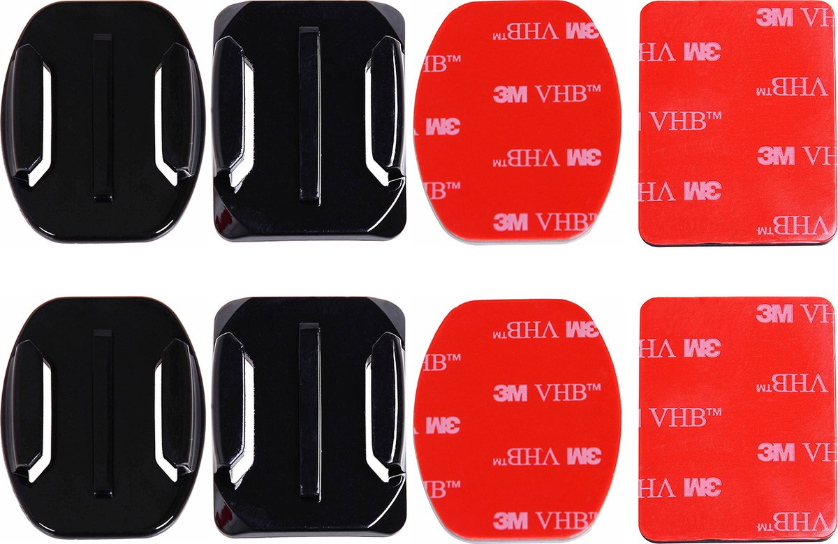YONO Adhesive Mounts geschikt voor GoPro - 2 Flat en 2 Curved - Zelfklevend