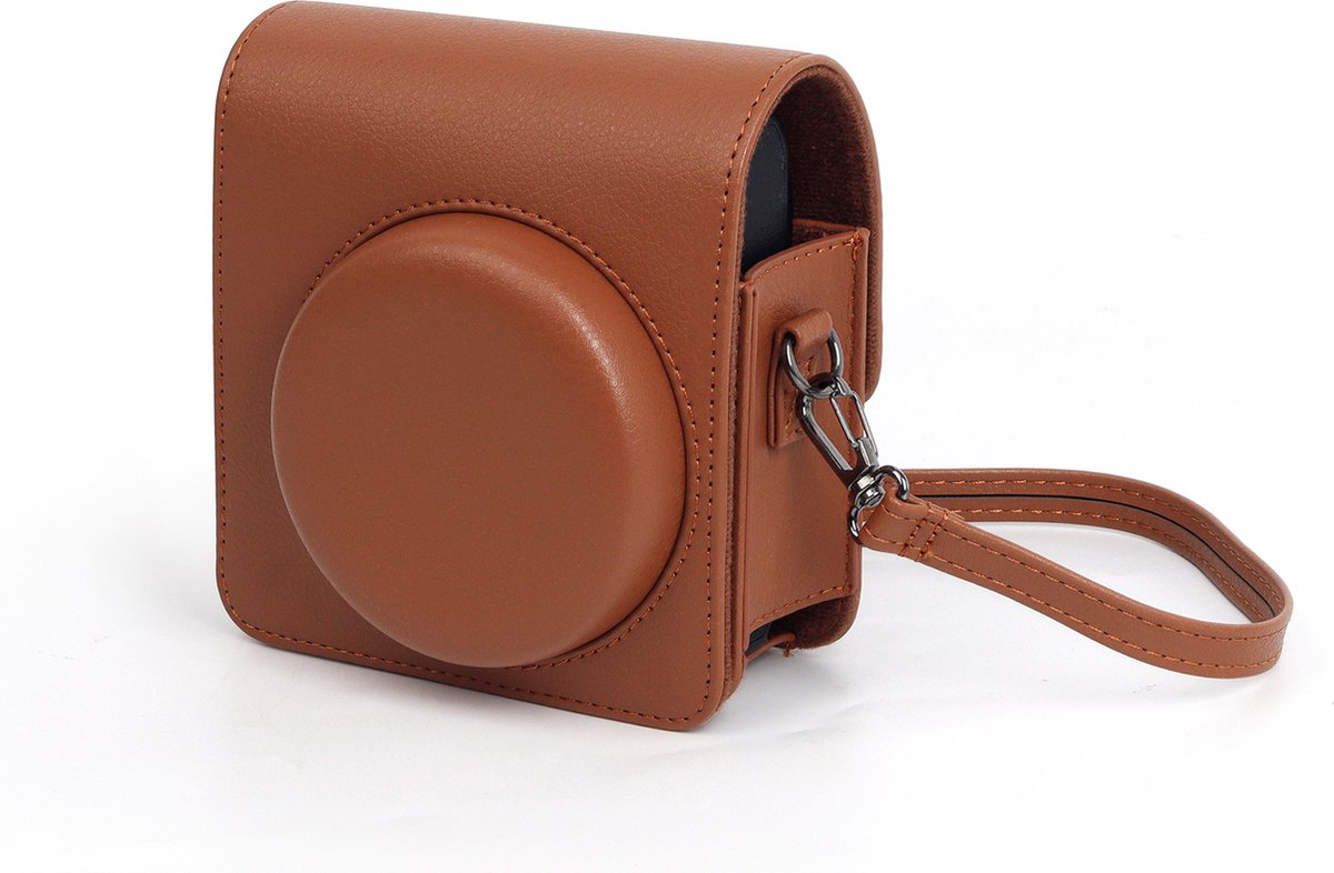YONO Case geschikt voor Fujifilm Instax Mini 99 - PU Leer Hoesje met Schouderriem - Bruin