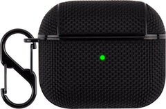 YONO Hoesje geschikt voor Apple Airpods 3 - Nylon Hard Case met Clip - Zwart