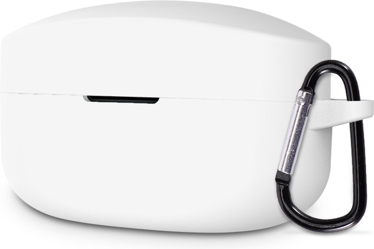 YONO Hoesje geschikt voor Sony WF-1000XM4 - Siliconen Case met Clip - Wit